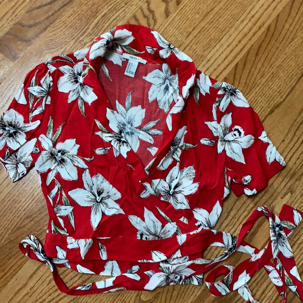 Forever 21 wrap around tie blouse